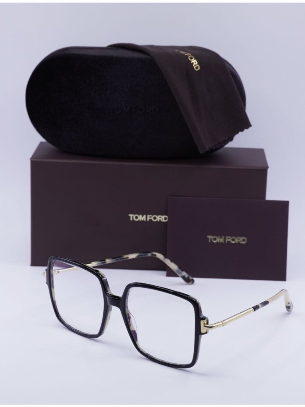 Tom Ford FT5915-B 005 Square Eyeglasses 53mm - Black / Blue Light Block